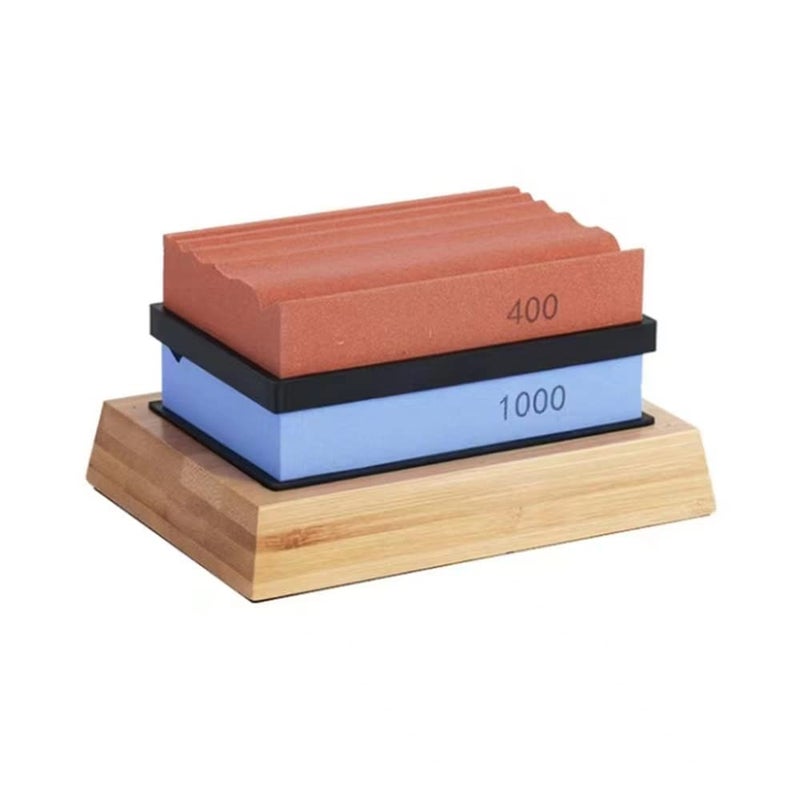 Sharpening Stones for Wood Carving Tools Whetstones Carvers Sharpener Gouge Stone 400 1000 Grit with Removable Nonslip Pads and A Bamboo Base Blue Red 594137 in TP201215A2