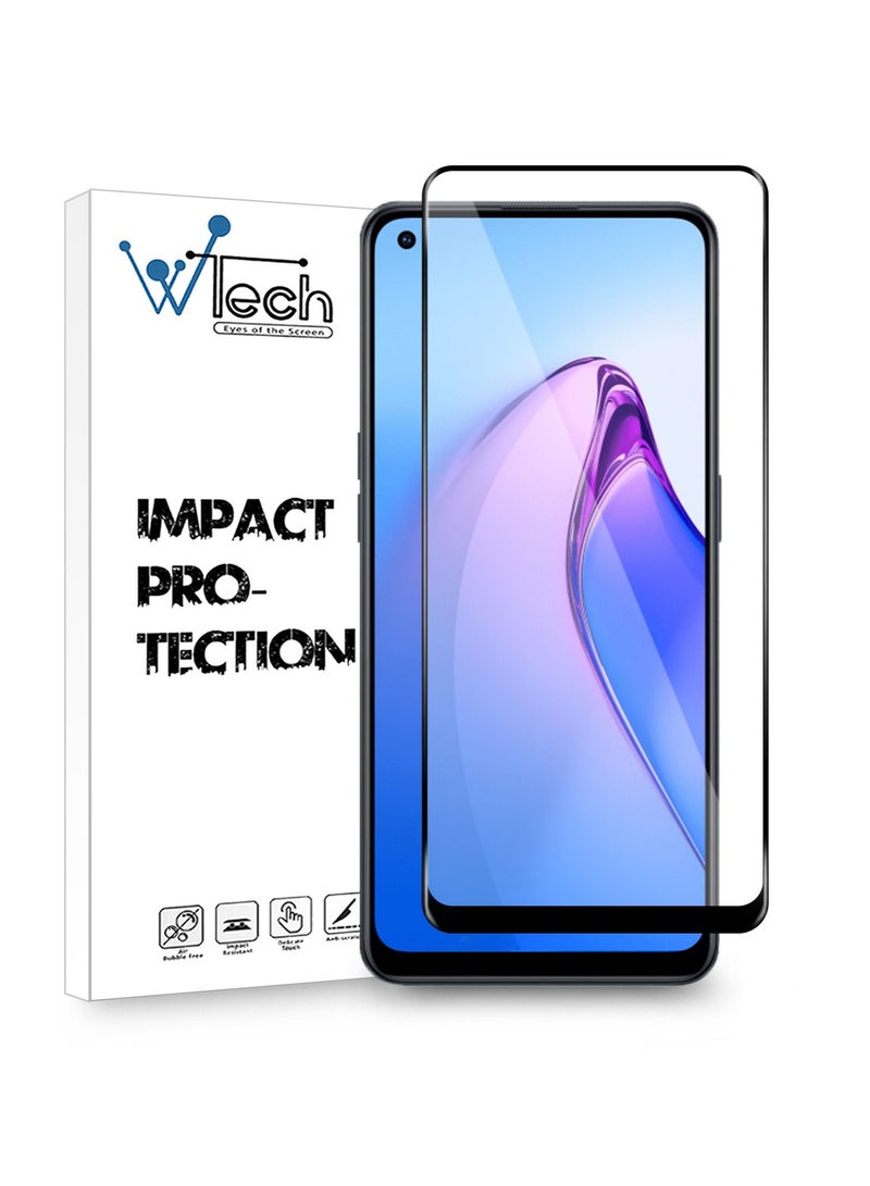 دبليو تيك واقي شاشة من الزجاج المقوى 5D Full Glue لهاتف Oppo Reno8 / Reno8 Z شفاف / أسود - Image 1