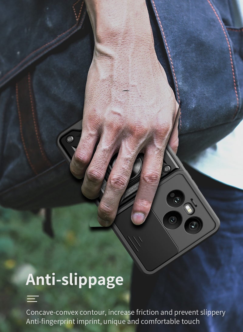 جراب حمايه مقاوم للصدمات وحمايه للكاميرا مزود بدبله معدنيه متوافق مع  Honor 400 Pro  (اسود) - Image 4