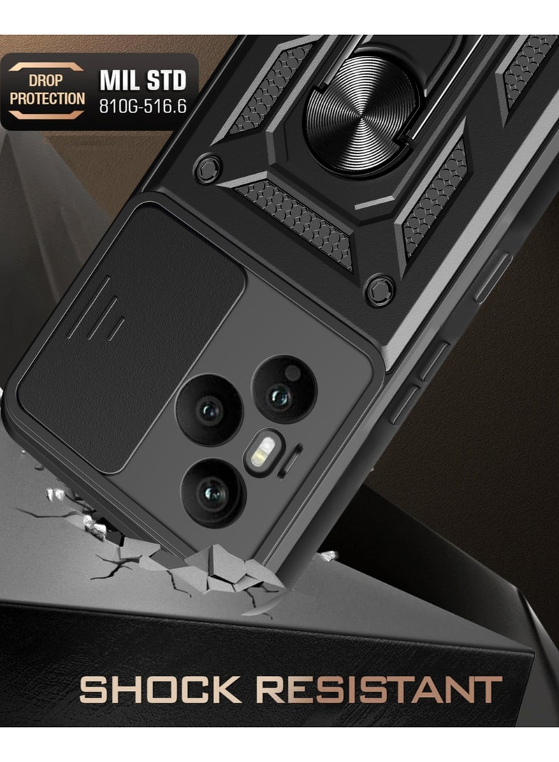 جراب حمايه مقاوم للصدمات وحمايه للكاميرا مزود بدبله معدنيه متوافق مع  Honor 400 Pro  (اسود) - Image 2