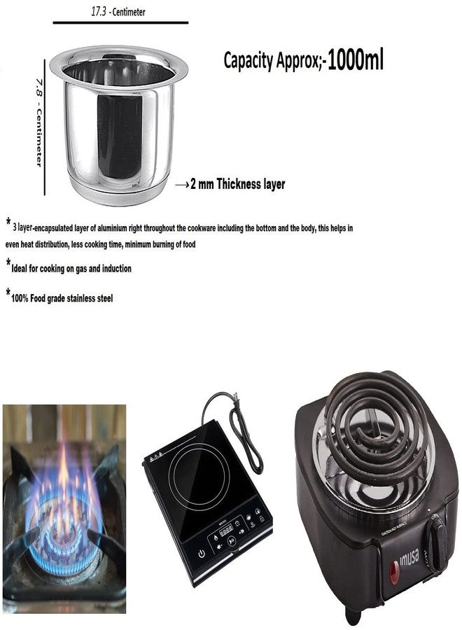 Bartan Star Stainless Steel Tope (Induction & Gastove Compatible) (1 Litre) - Image 2
