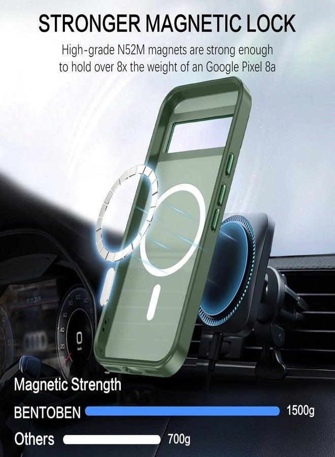 BENTOBEN for Google Pixel 8a Case, Google 8a Magnetic Case [Compatible with MagSafe] Translucent Matte Slim Shockproof Anti-Fingerprint Anti-Scratch Protective Cover for Google 8a 6.1’’Green - Image 3
