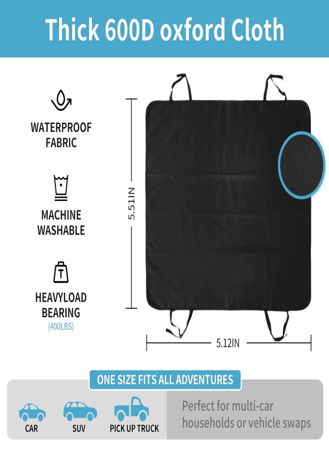 TailGurus Dog Hammock Car Seat Cover - 100% Waterproof 600D Heavy Duty | Scratch-Proof Nonslip Back Seat Protector with Side Flaps for Cars, Trucks, SUVs (Black/Thin) - Image 2