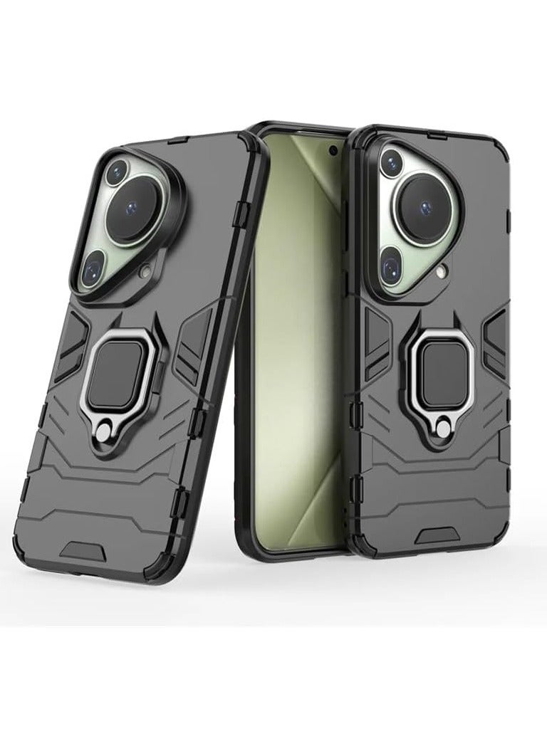 general Case Compatible with Huawei Pura 70 Ultra, Soft TPU + Hard PC, Full Body Rugged Shockproof Case with Ring Stand, Anti-Scratch Cover for Huawei Pura 70 Ultra - Image 1