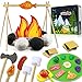 Inslat 45 PCS Pretend Play Campfire Toy for Kids Toddler Camping Toys Play Set Felt Campfire Playset with Pretend Cutting Fruits Plush Fake Fire for Boys Girls Age 3 4 5 6 7 - Image 2