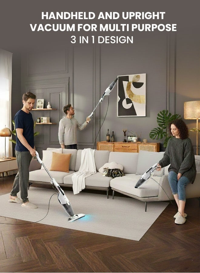 Deerma Handheld Portable Vacuum Cleaner 2 in 1 Push Vacuum With 3 Brushes 16000Pa Low Noise DX120C- 600 W DX120C White - Image 3