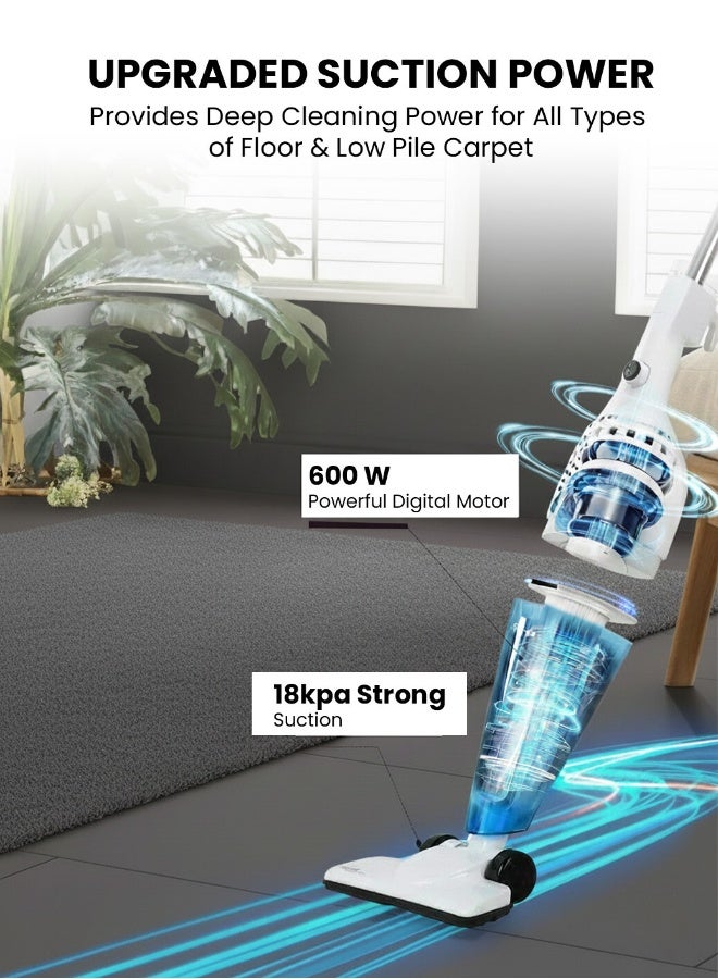 Deerma Handheld Portable Vacuum Cleaner 2 in 1 Push Vacuum With 3 Brushes 16000Pa Low Noise DX120C- 600 W DX120C White - Image 2