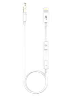 JBQ Compatible With Lightning, 3.5 Aux Audio Cable With Wire Control Adapter 1M White  - Image 1