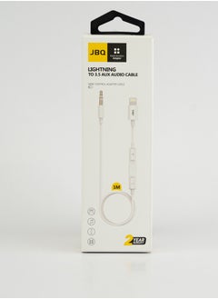 JBQ Compatible With Lightning, 3.5 Aux Audio Cable With Wire Control Adapter 1M White  - Image 3