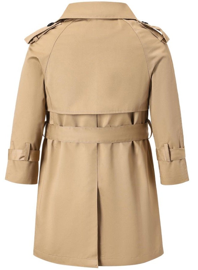 Betusline Boys Trench Coat Double Breasted Classic Belted Overcoat Outwear Dress Coats,1# khaki,13-14 Years = Tag 170 - Image 4