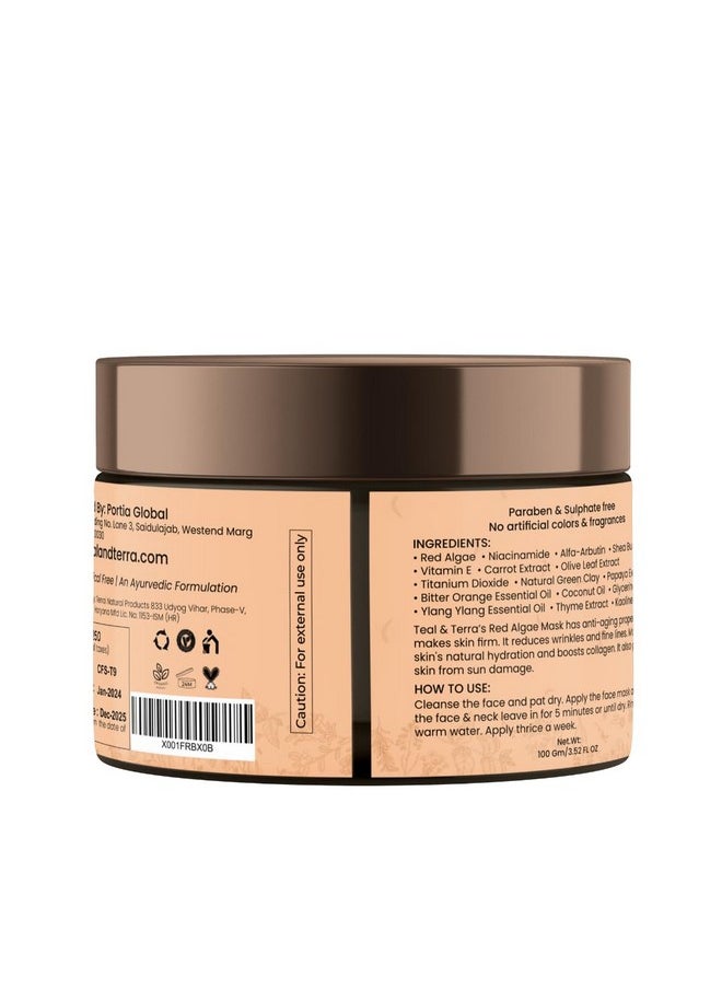 Teal & Terra - Red Algae Anti-Aging Face Mask (100Ml) | Natural Hydrating Facial Mask For Wrinkle Reduction And Firming | Enriched With Niacinamide, Alfa-Arbutin & Carrot Extracts - Image 1