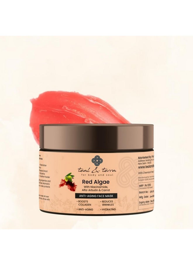 Teal & Terra - Red Algae Anti-Aging Face Mask (100Ml) | Natural Hydrating Facial Mask For Wrinkle Reduction And Firming | Enriched With Niacinamide, Alfa-Arbutin & Carrot Extracts - Image 1