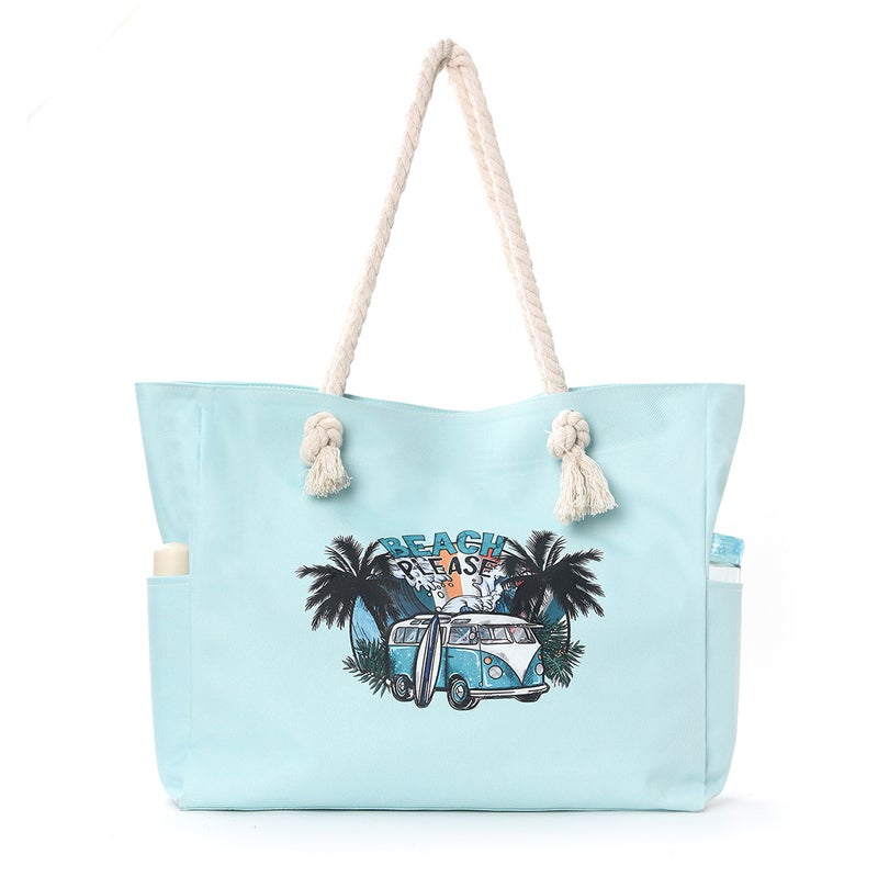 Large Capacity Canvas Beach Tote Bag - Image 2