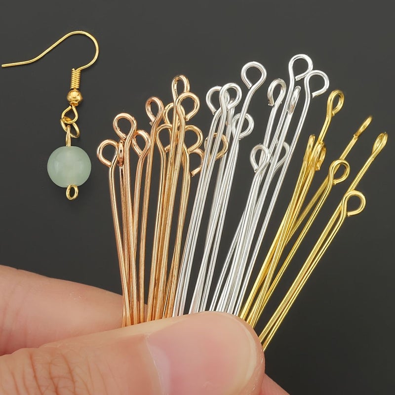 دبابيس رأس فضية 24 مم 50 قطعة لصنع المجوهرات DIY دبابيس على شكل تسعة قابلة للثني والقص - Image 2
