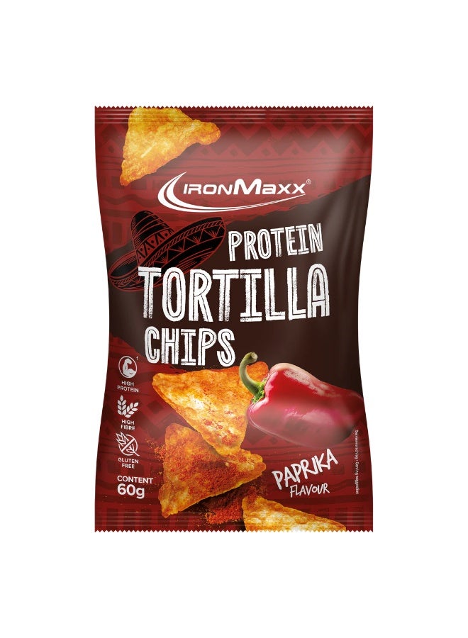IronMaxx Protein Tortillas Chips 0.2 | 12 x 60g | Paprika Flavour - Image 1