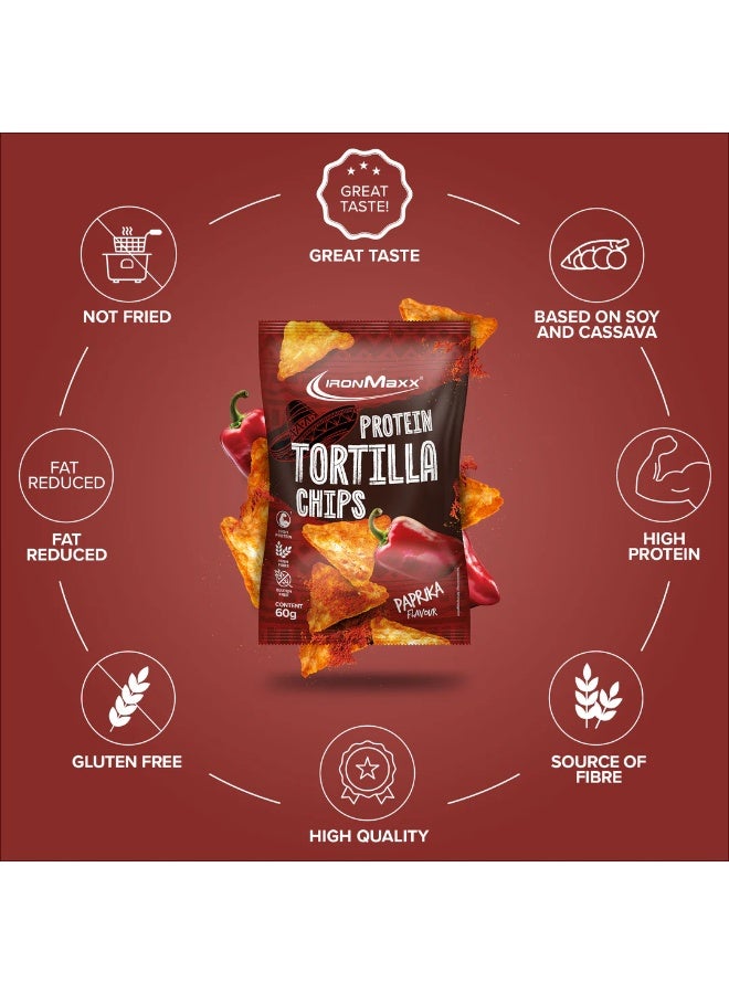 IronMaxx Protein Tortillas Chips 0.2 | 12 x 60g | Paprika Flavour - Image 5