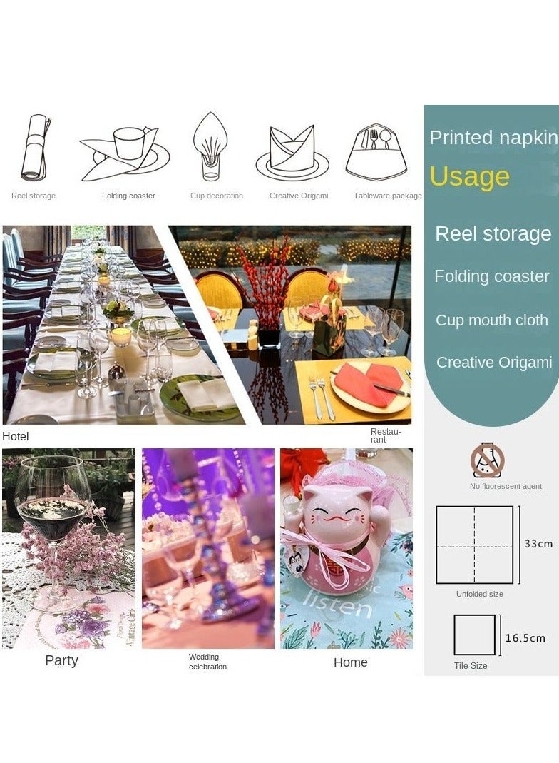 20 Pieces Color Napkins Party Napkin Tissue Printing Napkin Printed Napkins Wedding Napkin Wedding Decoration Tea Party Decorations Disposable Tissue - Image 5