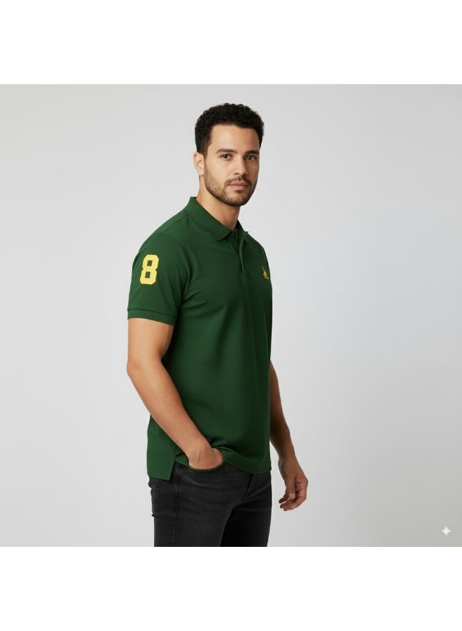 Ethic Solutions Polo T-Shirt for Men – Premium Cotton Short Sleeve Casual with Embroidered Logo Summer Collar Shirts Button Solid Color – XL - Hunter Green - Image 1