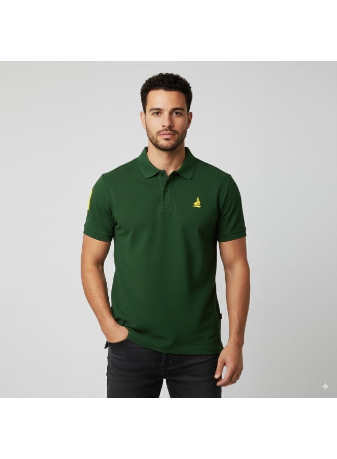Ethic Solutions Polo T-Shirt for Men – Premium Cotton Short Sleeve Casual with Embroidered Logo Summer Collar Shirts Button Solid Color – XL - Hunter Green - Image 3