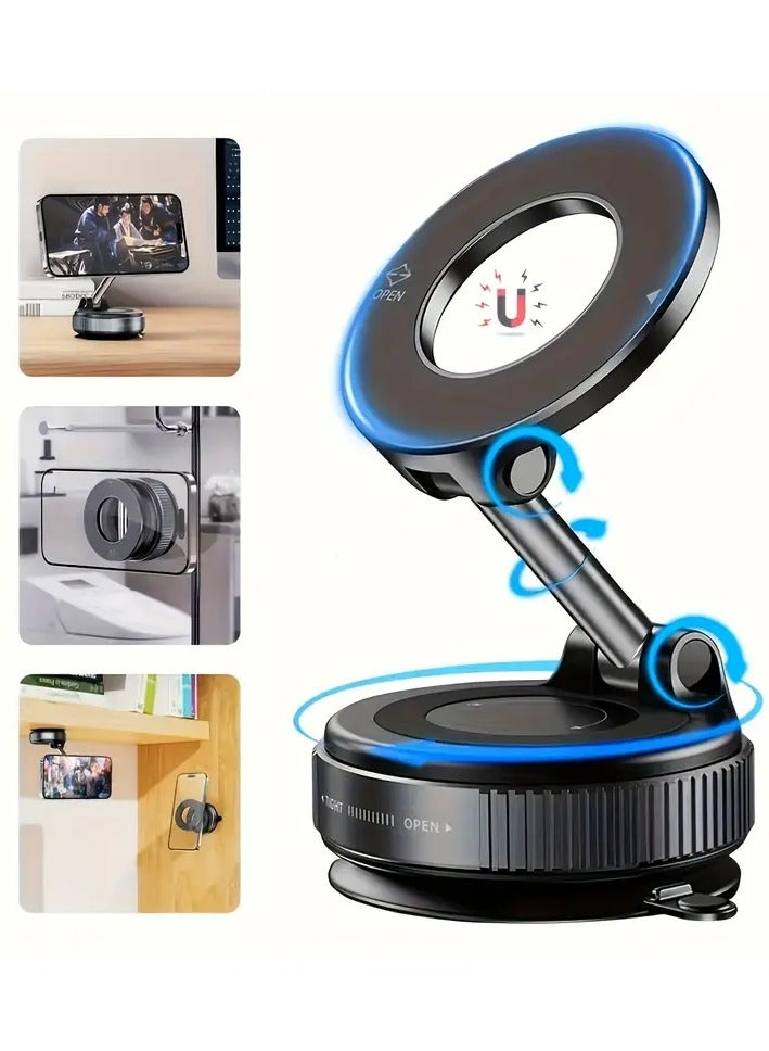general Upgraded Aluminum Alloy N52 Magnetic Phone Mount – 360° Rotatable & Foldable Car Dashboard Holder, Strong Vacuum Suction, Compatible with Vehicles, Bathroom Tiles & Glass Surfaces - Image 1