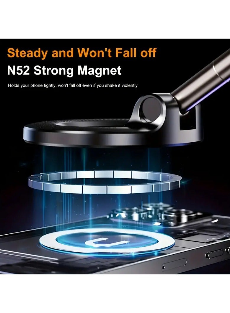 general Upgraded Aluminum Alloy N52 Magnetic Phone Mount – 360° Rotatable & Foldable Car Dashboard Holder, Strong Vacuum Suction, Compatible with Vehicles, Bathroom Tiles & Glass Surfaces - Image 3