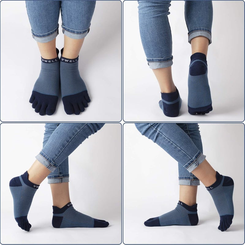 VWELL Store Cotton Toe Socks Five Finger Socks No Show Crew Athletic Running Socks 4 Pairs,Size 7-11 - Image 4