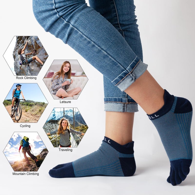 VWELL Store Cotton Toe Socks Five Finger Socks No Show Crew Athletic Running Socks 4 Pairs,Size 7-11 - Image 5