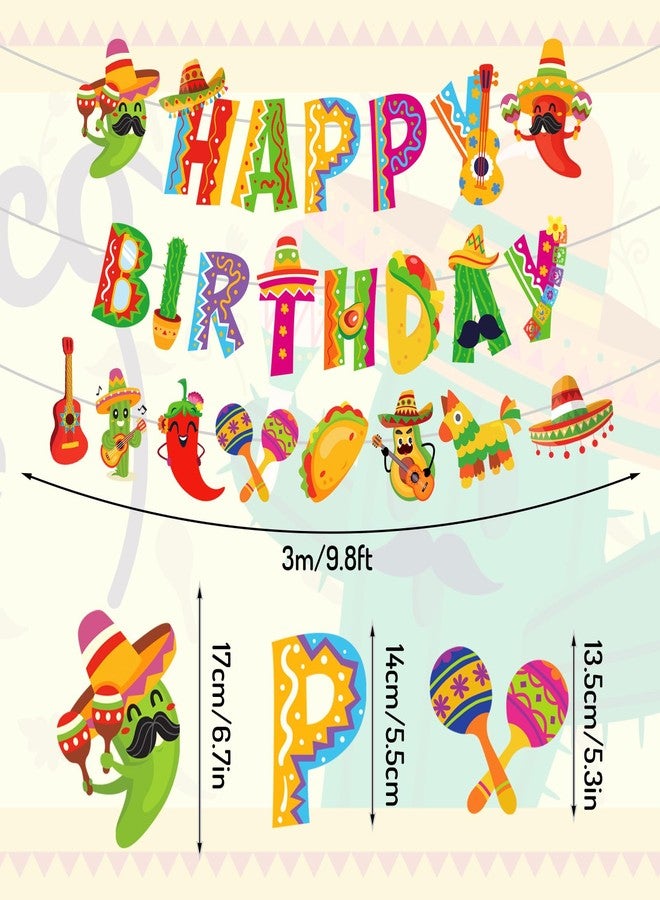 Whaline 9.8 Ft Mexican Festival Banner Pre-Strung Happy Birthday Garland Banner Cinco De Mayo Hanging Ornament for Carnival Party Home Classroom Wall Decor, 3 Pcs - Image 2