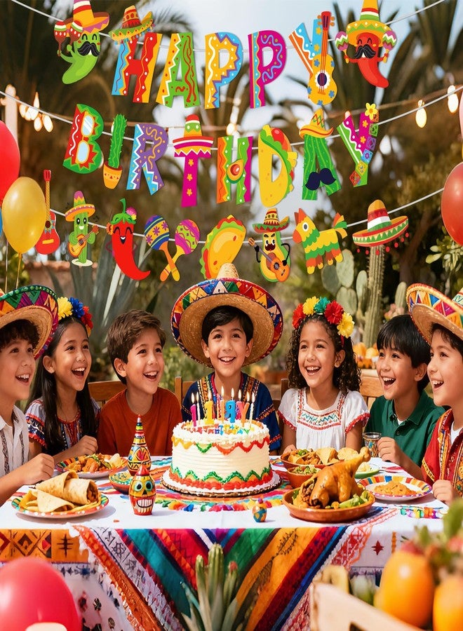 Whaline 9.8 Ft Mexican Festival Banner Pre-Strung Happy Birthday Garland Banner Cinco De Mayo Hanging Ornament for Carnival Party Home Classroom Wall Decor, 3 Pcs - Image 5