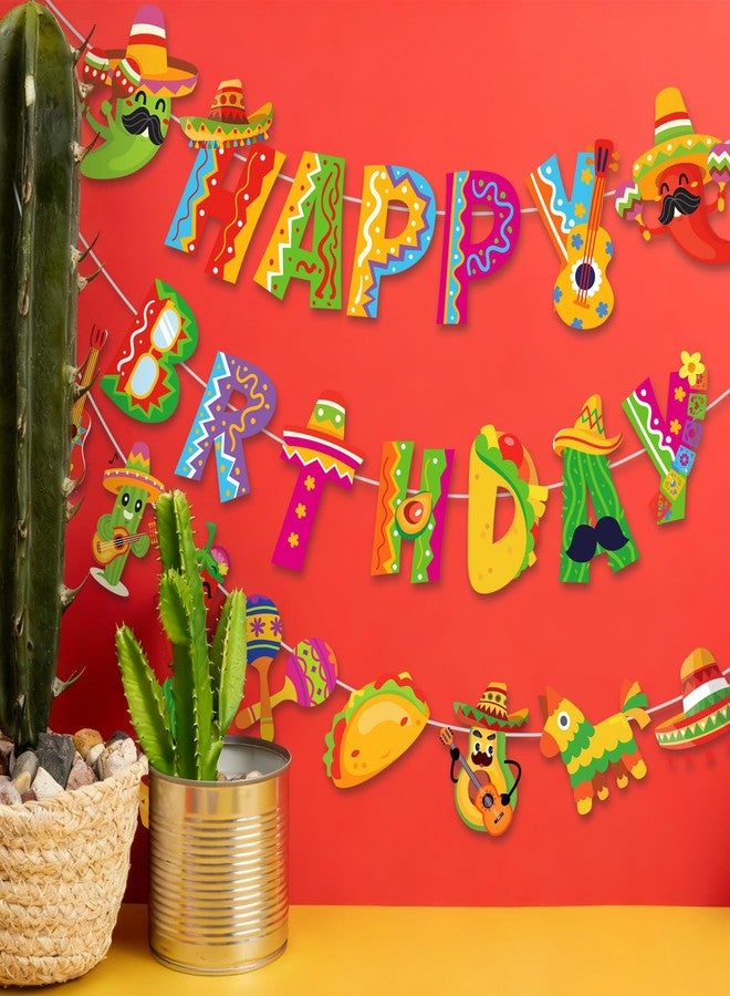 Whaline 9.8 Ft Mexican Festival Banner Pre-Strung Happy Birthday Garland Banner Cinco De Mayo Hanging Ornament for Carnival Party Home Classroom Wall Decor, 3 Pcs - Image 3