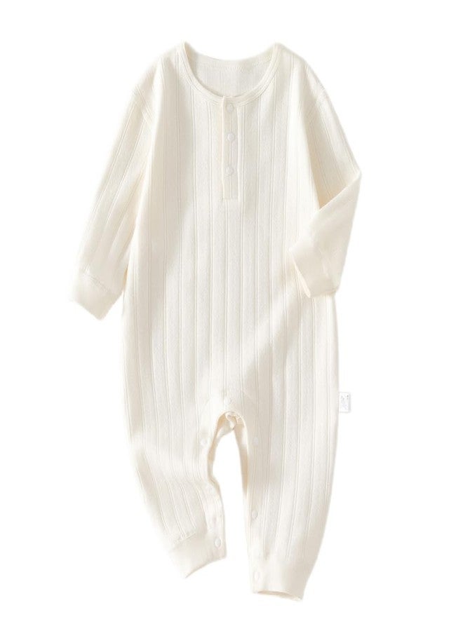 HALQAHA Unisex Newborn Baby Jumpsuit 100% Cotton Long Sleeve Baby Outfit Soft Comfortable Baby Clothes for Boys and Girls(White 6-9M) - Image 1