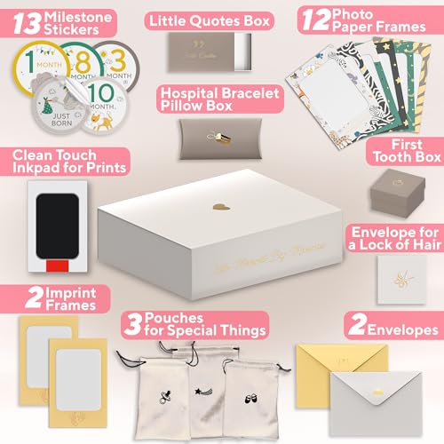 Benicci Ultimate Baby Keepsake Box for Boys & Girls - Unique New Parents Gifts for Couples - 10 Beautiful Keepsake Ideas Inside - Perfect for Expecting Parents, Baby Shower, Gift for Mom to Be - Beige - Image 3