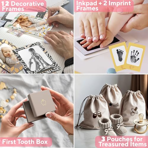 Benicci Ultimate Baby Keepsake Box for Boys & Girls - Unique New Parents Gifts for Couples - 10 Beautiful Keepsake Ideas Inside - Perfect for Expecting Parents, Baby Shower, Gift for Mom to Be - Beige - Image 4