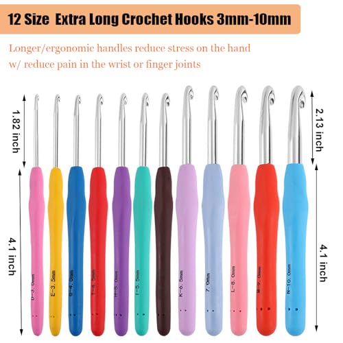 Mdoker 21 Sizes Crochet Hooks Set,Ergonomic Crochet Hook with Case for Arthritic Hands,Complete Crochet Set for Beginners & Lovers(0.8mm-10mm) - Image 2