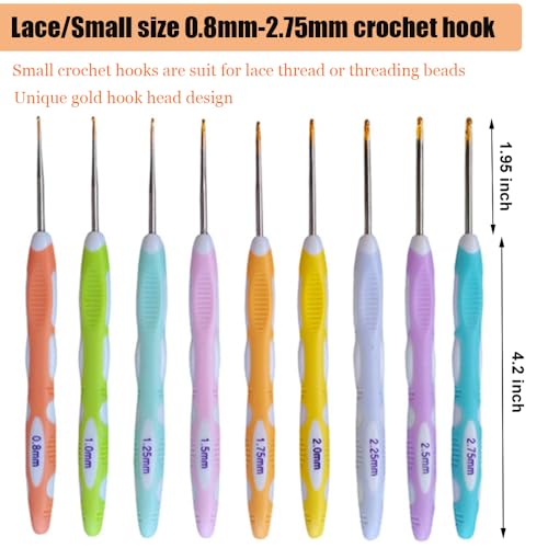 Mdoker 21 Sizes Crochet Hooks Set,Ergonomic Crochet Hook with Case for Arthritic Hands,Complete Crochet Set for Beginners & Lovers(0.8mm-10mm) - Image 3