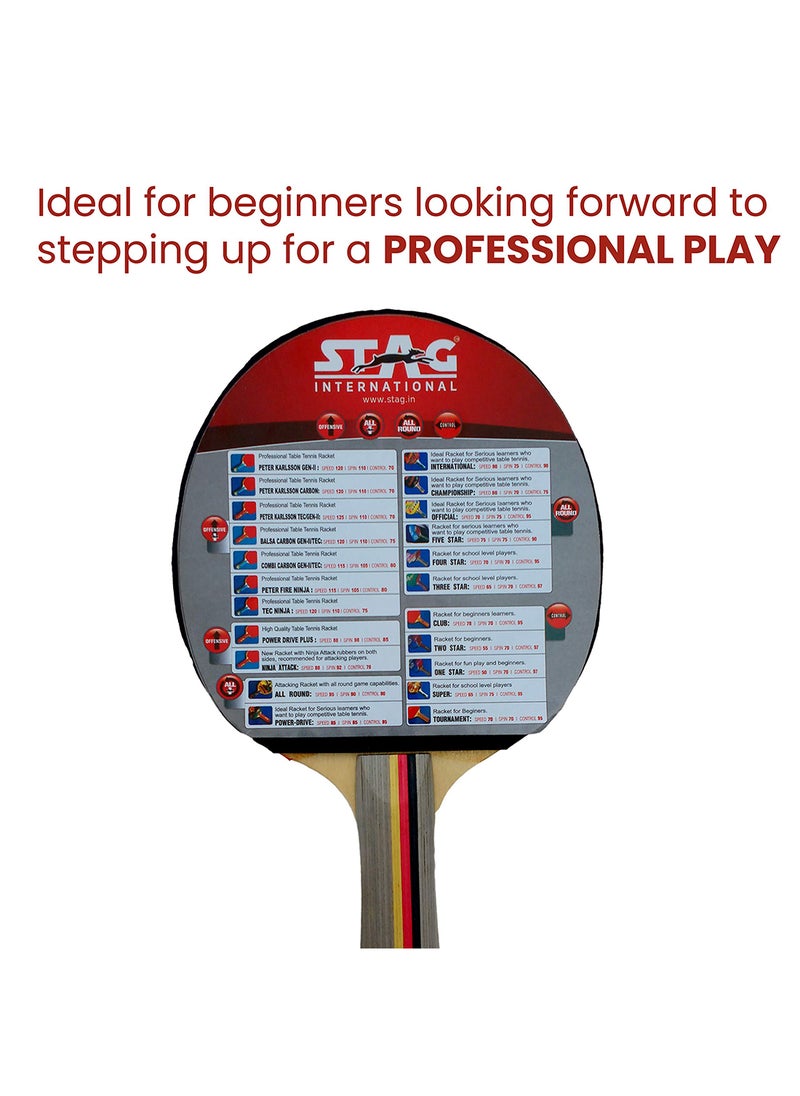 STAG - International Table Tennis (T.T) Racket | Premium ITTF Approved Rubber| Beginner Series T.T Racquet| Pro Custom Designed Comfortable Grip Paddle - Image 1