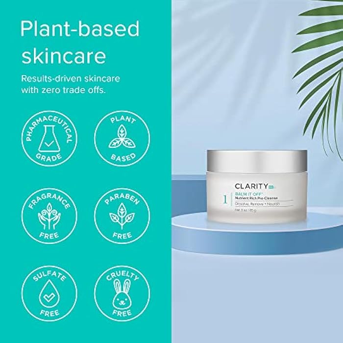 ClarityRx Balm It Off Facial Cleanser, Natural Plant-Based Pre-Cleanser for All Skin Types, Gently Dissolves Makeup, Dirt & Excess Oil (3 oz) - Image 5