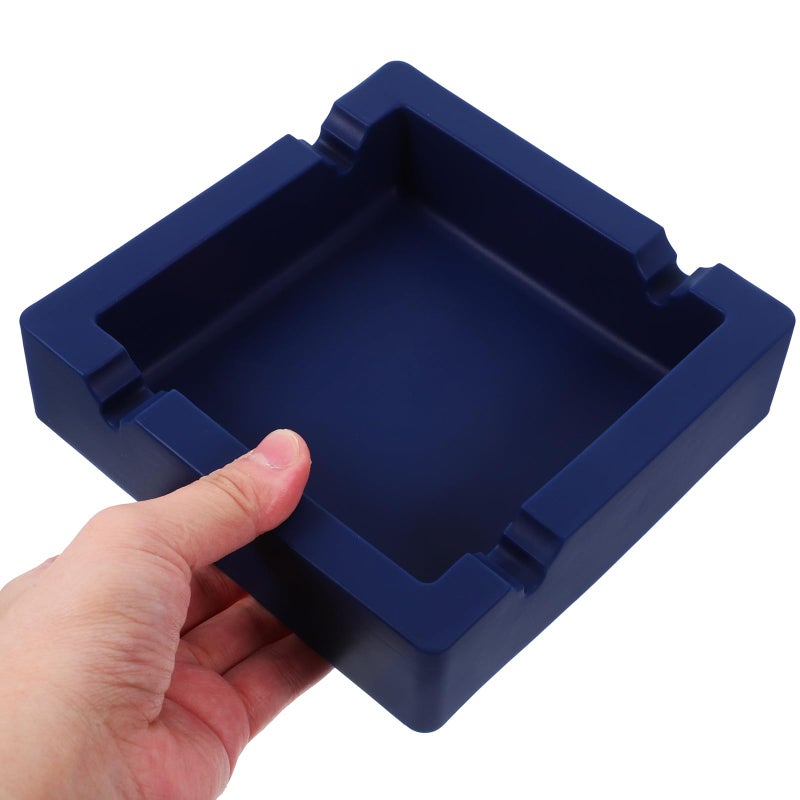 Large Blue Square Silicone Ashtray For Cigarettes Cigar Indoor Outdoor High Temperature Resistant - Image 5