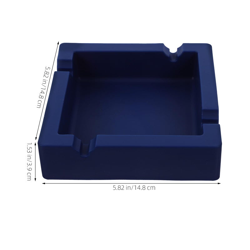 Large Blue Square Silicone Ashtray For Cigarettes Cigar Indoor Outdoor High Temperature Resistant - Image 3