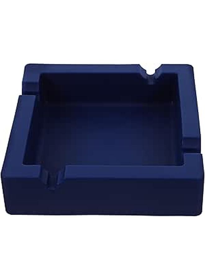 Large Blue Square Silicone Ashtray For Cigarettes Cigar Indoor Outdoor High Temperature Resistant - Image 1