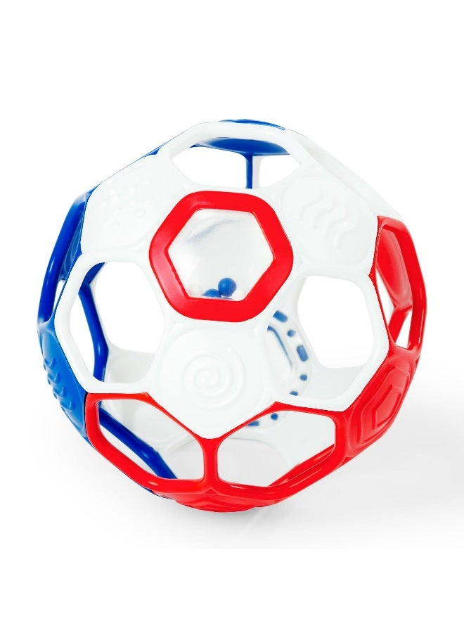 Bright Starts كرة رattle Grippin' Goals (12.7 سم، أحمر/أزرق/أبيض) - Image 1