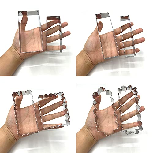 LILIAO Rectangle Scalloped Edge Cookie Cutter Set, Stainless Steel (Rectangle and Scalloped Edge 8-Piece Set) - Image 4