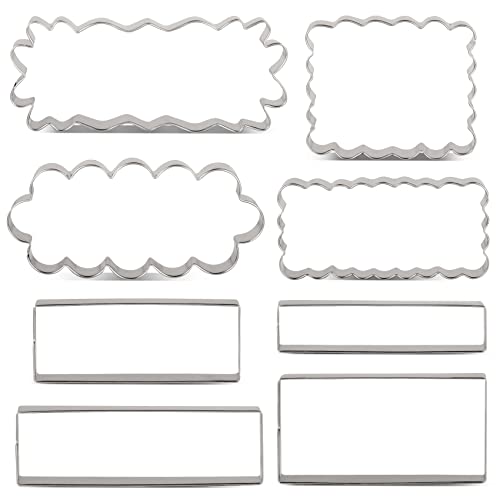 LILIAO Rectangle Scalloped Edge Cookie Cutter Set, Stainless Steel (Rectangle and Scalloped Edge 8-Piece Set) - Image 1