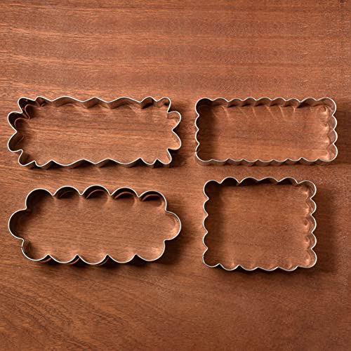 LILIAO Rectangle Scalloped Edge Cookie Cutter Set, Stainless Steel (Rectangle and Scalloped Edge 8-Piece Set) - Image 2