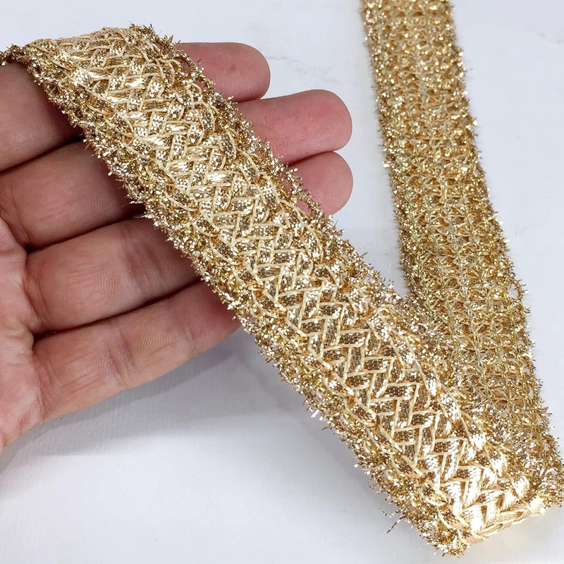 Lami شريط كروشيه كرواتيا لامي 9 متر بلون فضي لامع، تغليف احتفالي زخرفي، حواف دانتيل، شريط، أناركالي، ساري، زينة هندية، أشرطة للتزيين - Image 1