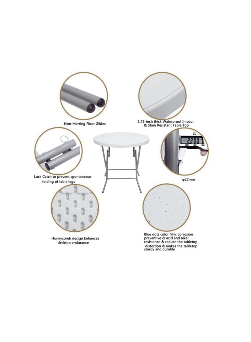 صن بوت كوميرس طقم أثاث قابل للطي مكون من 3 قطع [طاولة مستديرة 80 سم مع كرسيين باللون الأخضر الفيروزي] للاستخدام الخارجي والداخلي - Image 2