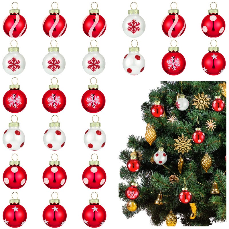 Zhanmai Zhanmai 36 Pcs Christmas Ornaments Mini Christmas Balls 1 Inch Party Decorations Miniature Balls for Wedding Party Holiday DecorationsRed White