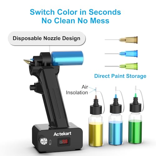 Actekart No-Clean Airbrush Kit with Disposable Nozzle (50pcs x 0.2mm & 100pcs x 0.3mm & 100pcs x 0.5mm Disposable Nozzles)- 30PSI Rechargeable Portable Cordless Airbrush Spray Gun - Image 4