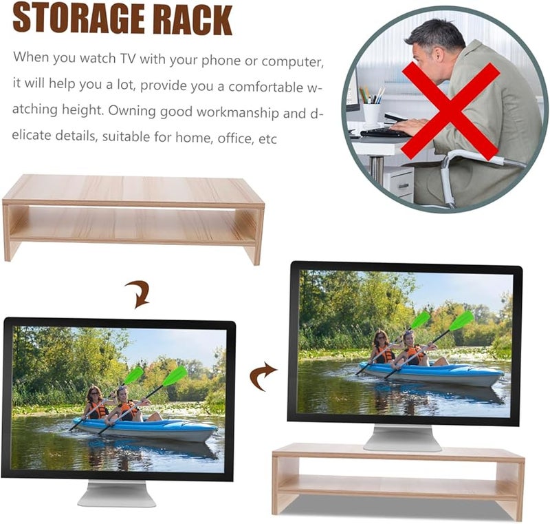 Jojofuny Monitor Riser Stand with Storage Shelf Adjustable Laptop Computer Desk Organizer - Image 4