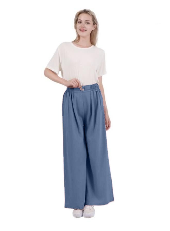 Women's Free Size Washed Linen Casual Loose Wide Leg Pants - Image 1